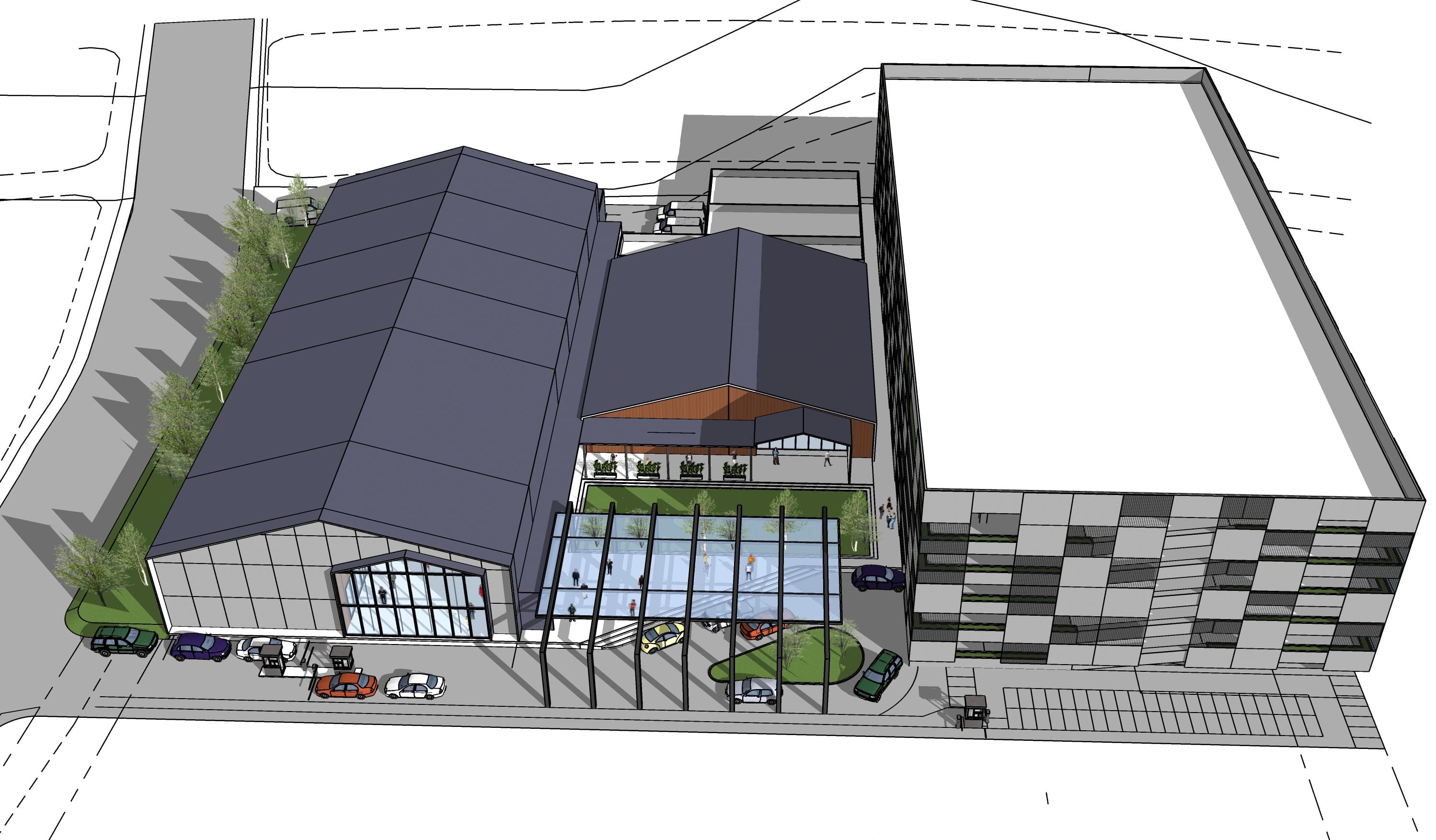 The Balai — 3D massing concept, alternate aerial angle