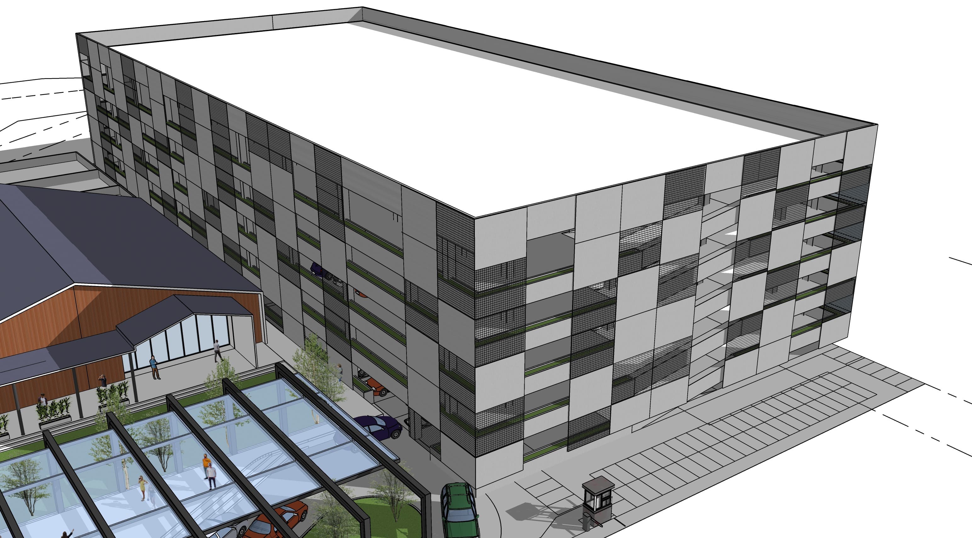 The Balai — multi-storey car park building, perforated screen facade