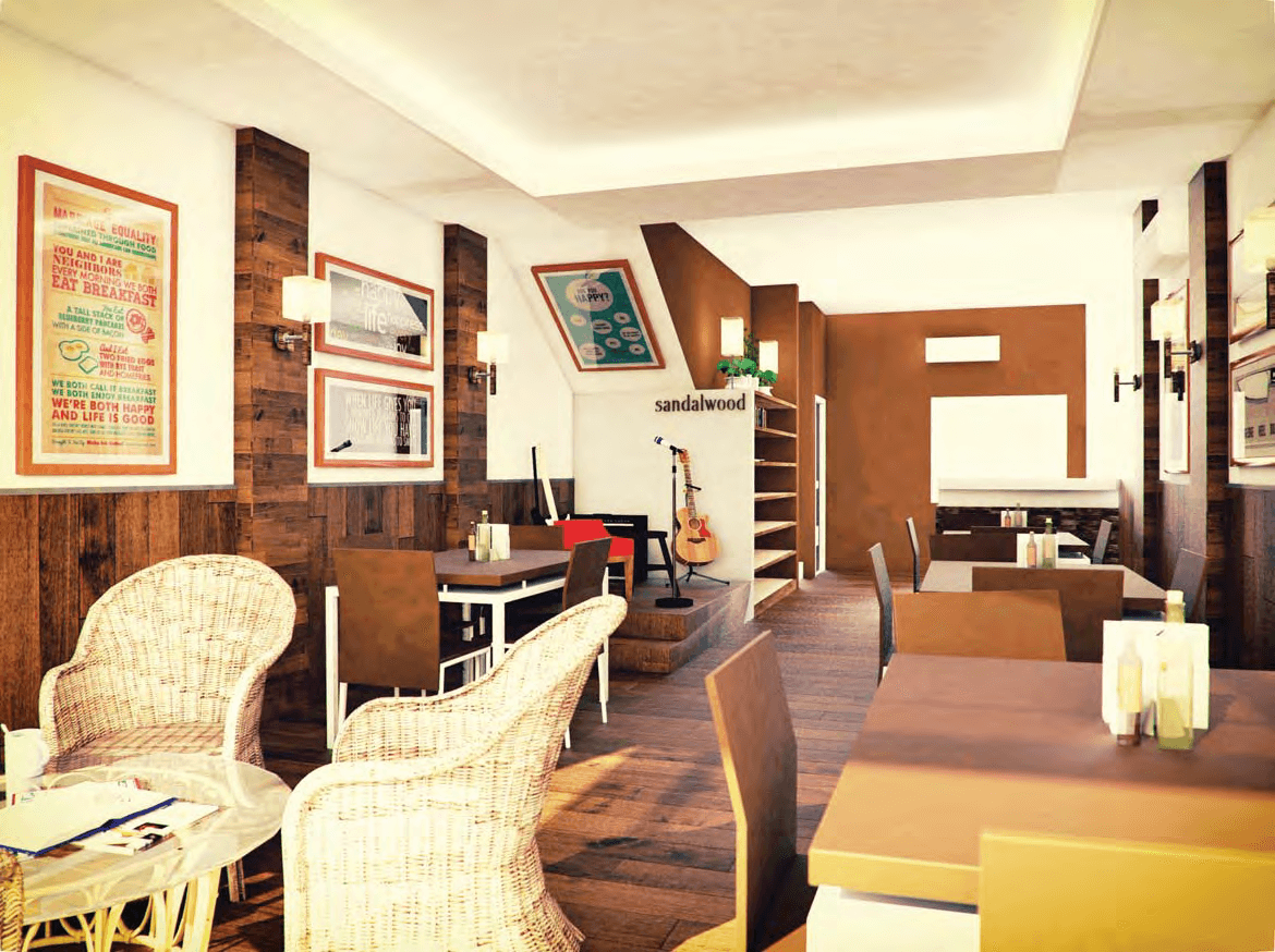 Wu's Bistro — hero, architectural render.